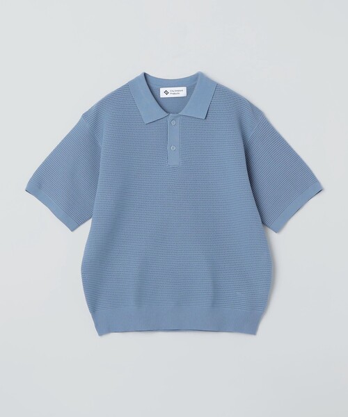 City Ambient Products（シティアンビエントプロダクツ）の「City Ambient Products: ポリエステル メッシュ ニット ショートスリーブ ポロ（ポロシャツ・メンズ・ブラック/オフホワイト/ダークグリーン/ダークブラウン/ライトブルー・SMALL/MEDIUM/LARGE）」の5枚目の写真