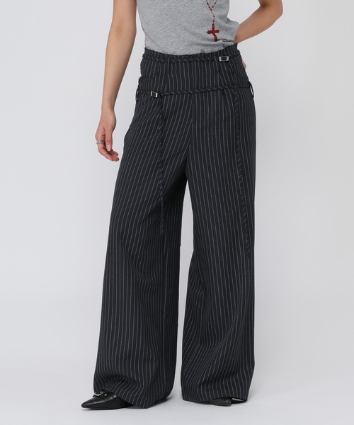 3.3 Field Trip （3.3フィールドトリップ）の「3.3 Field Trip／ピンストワイドパンツ（スラックス・レディース・グレー/ネイビー・SMALL/MEDIUM）」の2枚目の写真