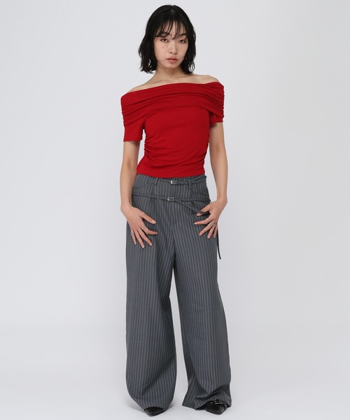 3.3 Field Trip （3.3フィールドトリップ）の「3.3 Field Trip／ピンストワイドパンツ（スラックス・レディース・グレー/ネイビー・SMALL/MEDIUM）」の3枚目の写真