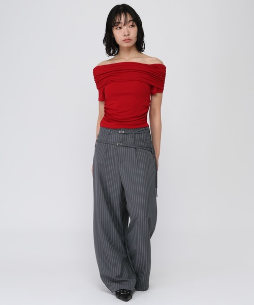 3.3 Field Trip （3.3フィールドトリップ）の「3.3 Field Trip／ピンストワイドパンツ（スラックス・レディース・グレー/ネイビー・SMALL/MEDIUM）」の4枚目の写真