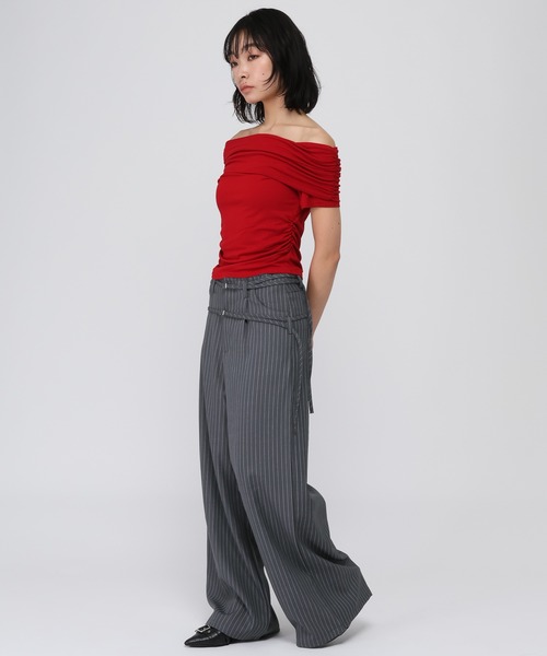 3.3 Field Trip （3.3フィールドトリップ）の「3.3 Field Trip／ピンストワイドパンツ（スラックス・レディース・グレー/ネイビー・SMALL/MEDIUM）」の5枚目の写真