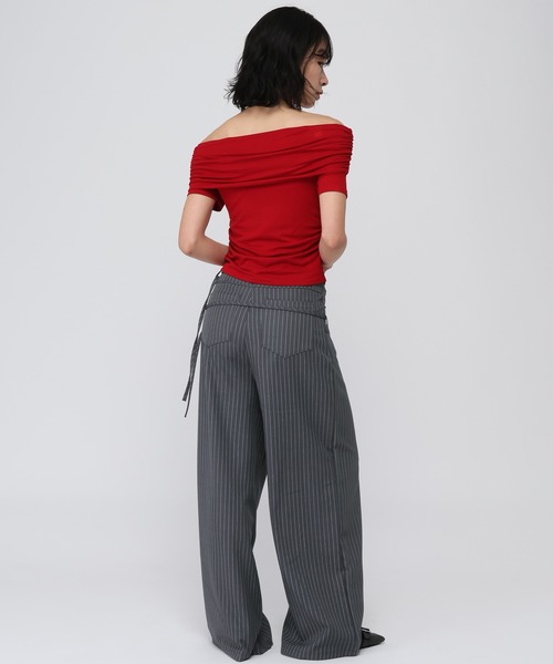 3.3 Field Trip （3.3フィールドトリップ）の「3.3 Field Trip／ピンストワイドパンツ（スラックス・レディース・グレー/ネイビー・SMALL/MEDIUM）」の6枚目の写真