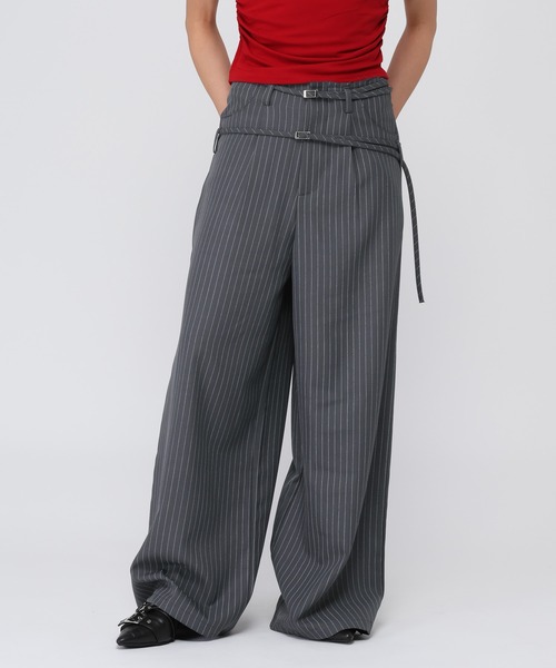 3.3 Field Trip （3.3フィールドトリップ）の「3.3 Field Trip／ピンストワイドパンツ（スラックス・レディース・グレー/ネイビー・SMALL/MEDIUM）」の7枚目の写真