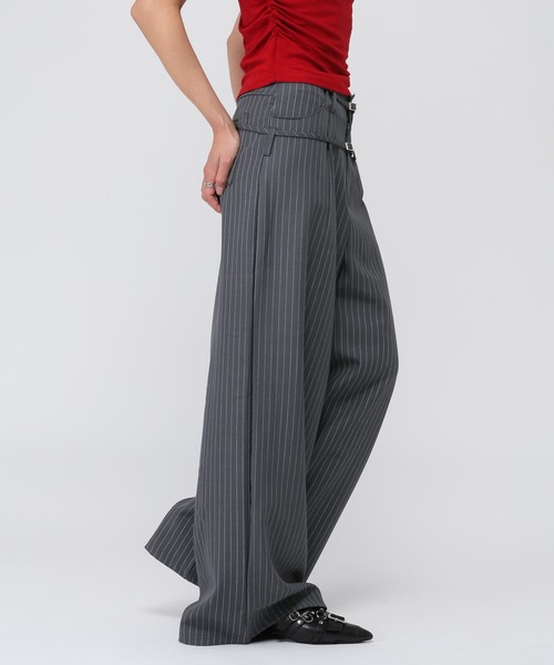 3.3 Field Trip （3.3フィールドトリップ）の「3.3 Field Trip／ピンストワイドパンツ（スラックス・レディース・グレー/ネイビー・SMALL/MEDIUM）」の8枚目の写真