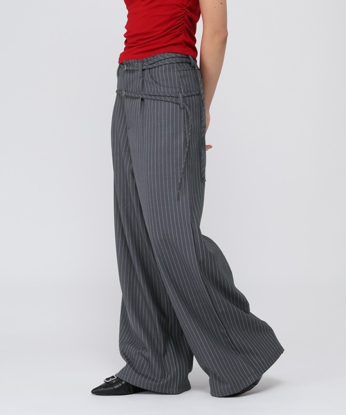 3.3 Field Trip （3.3フィールドトリップ）の「3.3 Field Trip／ピンストワイドパンツ（スラックス・レディース・グレー/ネイビー・SMALL/MEDIUM）」の9枚目の写真