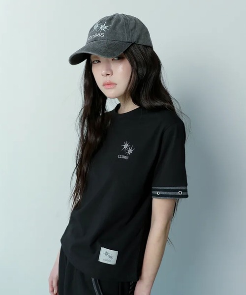 Ada.(エイダ)の「◇COIRIS◇ブランド直輸入正規品/シリンストライプアイレットポイント半袖Tシャツ CILLIN STRIPE EYELET POINT HALF T(Tシャツ/カットソー・レディース・チャコール・FREE)」の1枚目の写真