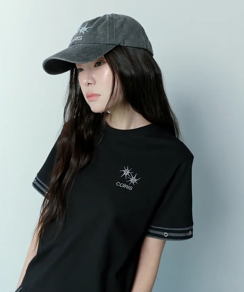 Ada.(エイダ)の「◇COIRIS◇ブランド直輸入正規品/シリンストライプアイレットポイント半袖Tシャツ CILLIN STRIPE EYELET POINT HALF T(Tシャツ/カットソー・レディース・チャコール・FREE)」の2枚目の写真