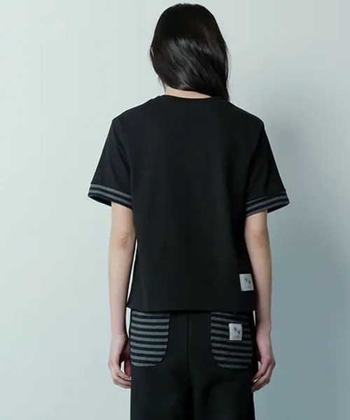 Ada.(エイダ)の「◇COIRIS◇ブランド直輸入正規品/シリンストライプアイレットポイント半袖Tシャツ CILLIN STRIPE EYELET POINT HALF T(Tシャツ/カットソー・レディース・チャコール・FREE)」の6枚目の写真