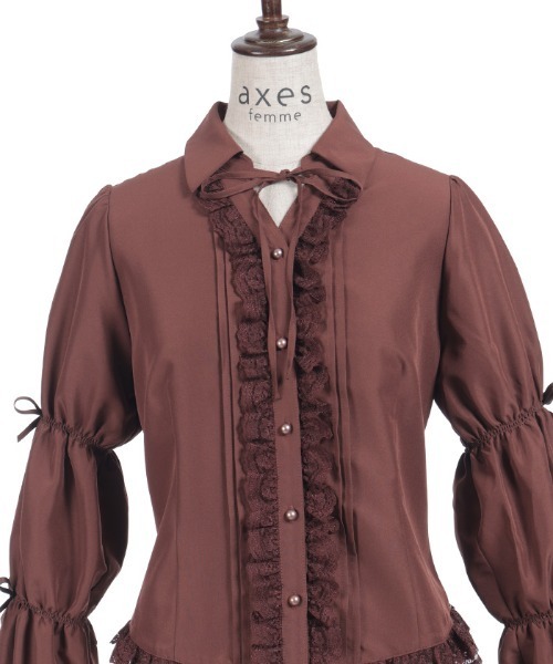 axes femme(アクシーズファム)の「シャーリングスリーブブラウス(シャツ/ブラウス・レディース・ホワイト/ブルー/ブラウン・FREE)」の19枚目の写真