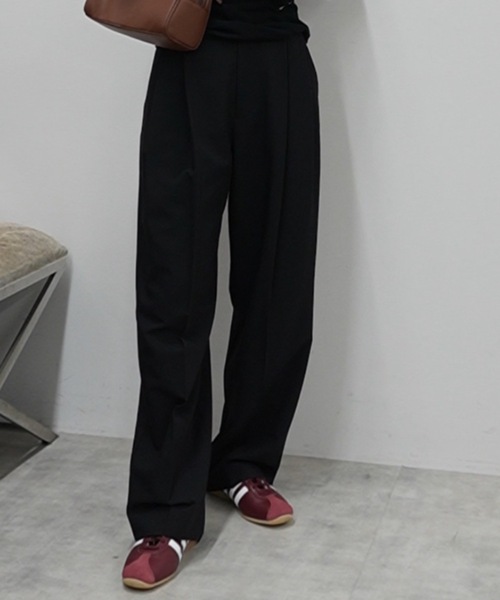 STYLEMIXER(スタイルミキサー)の「ベーシックツータックパンツ(スラックス・レディース・ライトグリーン/アイボリー/ブラウン/ブラック・SMALL/LARGE/MEDIUM)」の3枚目の写真