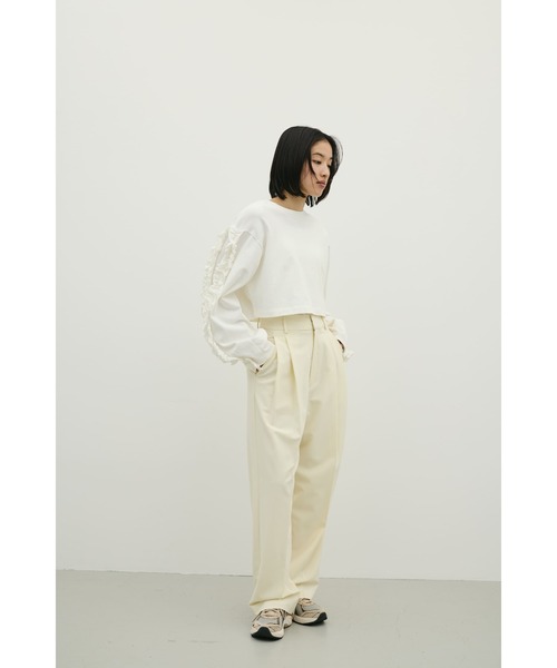 STYLEMIXER(スタイルミキサー)の「ベーシックツータックパンツ(スラックス・レディース・ライトグリーン/アイボリー/ブラウン/ブラック・SMALL/LARGE/MEDIUM)」の5枚目の写真