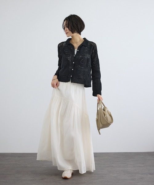 SALON adam et rope'(サロン アダム エ ロペ)の「【WEB限定】ハンドクロシェカーディガン(カーディガン/ボレロ・レディース・オフホワイト/ブラック・FREE)」の4枚目の写真