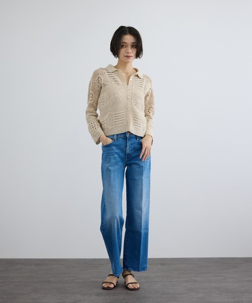 SALON adam et rope'(サロン アダム エ ロペ)の「【WEB限定】ハンドクロシェカーディガン(カーディガン/ボレロ・レディース・オフホワイト/ブラック・FREE)」の5枚目の写真