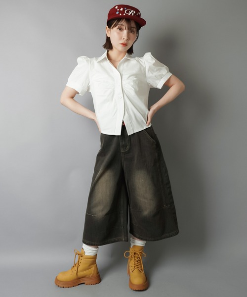 SPINNS（スピンズ）の「スキッパーネック半袖シャツ/ギャザー（シャツ/ブラウス・レディース・ブラック/オフホワイト/サックスブルー・ONESIZE）」の21枚目の写真
