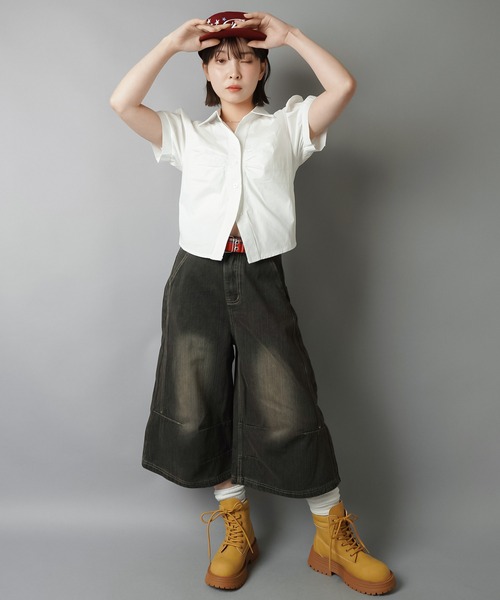 SPINNS（スピンズ）の「スキッパーネック半袖シャツ/ギャザー（シャツ/ブラウス・レディース・ブラック/オフホワイト/サックスブルー・ONESIZE）」の22枚目の写真