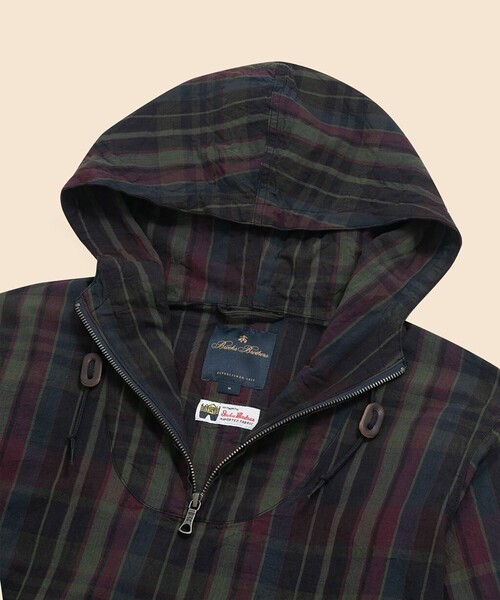 BROOKS BROTHERS（ブルックスブラザーズ）の「コットン　マドラス　フーデッドパーカー（パーカー・メンズ・ダークブルー・SMALL/LARGE/MEDIUM/X-LARGE）」の5枚目の写真