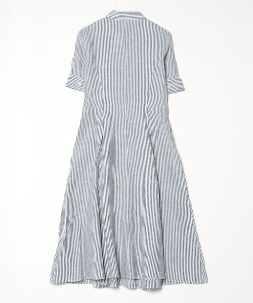 POLO RALPH LAUREN（ポロ ラルフ ローレン）の「ストライプド リネン パネルド シャツドレス（シャツワンピース・レディース・ネイビー系1・00/2/0）」の2枚目の写真