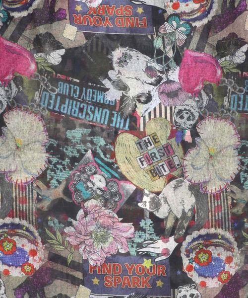 ScoLar（スカラー）の「161674：花ネコ柄シアー素材ティアードシャツワンピ（シャツワンピース・レディース・ネイビー/ブラック・M）」の8枚目の写真