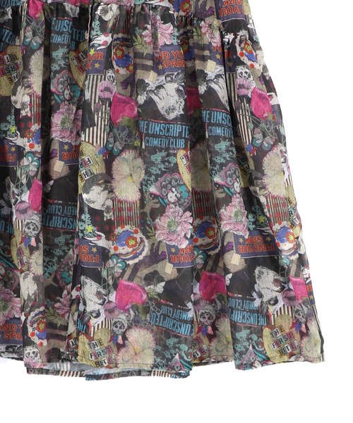 ScoLar（スカラー）の「161674：花ネコ柄シアー素材ティアードシャツワンピ（シャツワンピース・レディース・ネイビー/ブラック・M）」の15枚目の写真