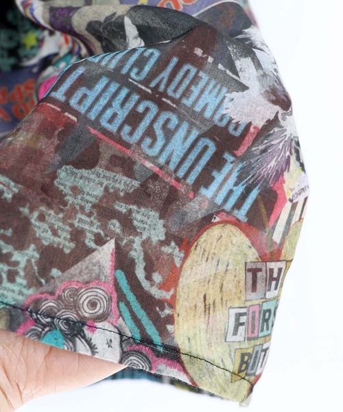 ScoLar（スカラー）の「161674：花ネコ柄シアー素材ティアードシャツワンピ（シャツワンピース・レディース・ネイビー/ブラック・M）」の16枚目の写真