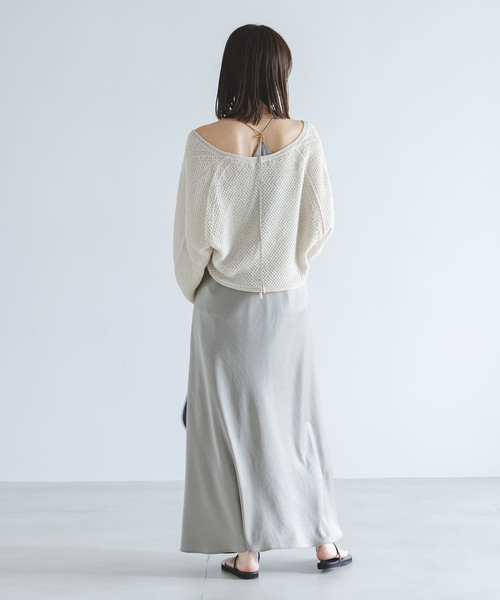 Noble（ノーブル）の「《追加・新色》ペーパーヤーン カノコショートVカーディガン（カーディガン/ボレロ・レディース・チャコールグレー/アイボリー・FREE）」の18枚目の写真