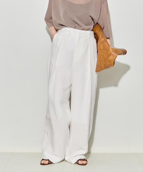 journal standard L'essage(ジャーナルスタンダードレサージュ)の「VISリネンタックワイドパンツ(その他パンツ・レディース・カーキ/ブラック/ホワイト・36/38)」の2枚目の写真