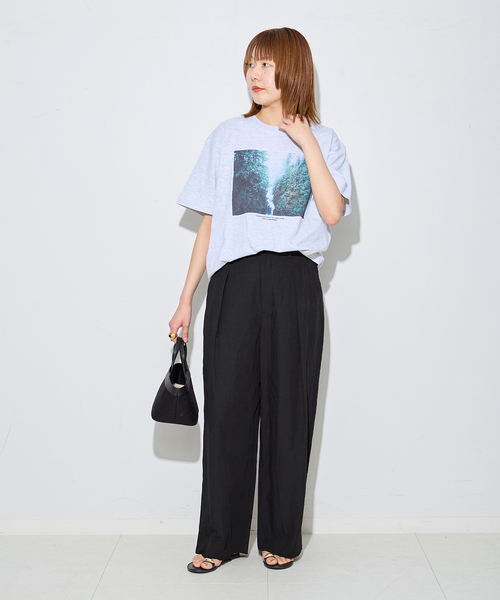 journal standard L'essage（ジャーナルスタンダードレサージュ）の「VISリネンタックワイドパンツ（その他パンツ・レディース・カーキ/ブラック・36/38）」の3枚目の写真