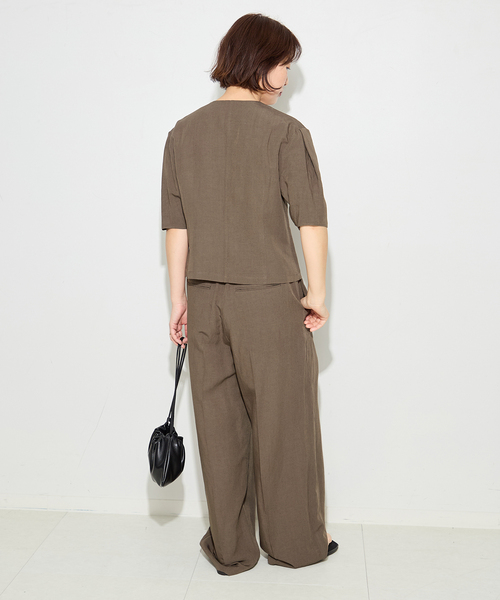 journal standard L'essage（ジャーナルスタンダードレサージュ）の「VISリネンタックワイドパンツ（その他パンツ・レディース・カーキ/ブラック・36/38）」の11枚目の写真