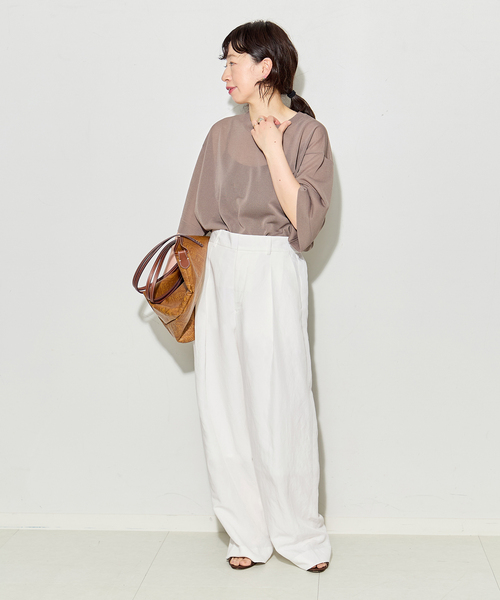 journal standard L'essage（ジャーナルスタンダードレサージュ）の「VISリネンタックワイドパンツ（その他パンツ・レディース・カーキ/ブラック・36/38）」の14枚目の写真