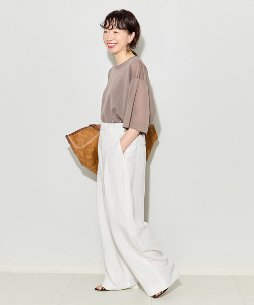 journal standard L'essage（ジャーナルスタンダードレサージュ）の「VISリネンタックワイドパンツ（その他パンツ・レディース・カーキ/ブラック・36/38）」の15枚目の写真