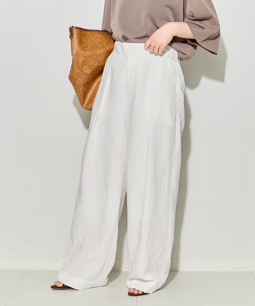 journal standard L'essage（ジャーナルスタンダードレサージュ）の「VISリネンタックワイドパンツ（その他パンツ・レディース・カーキ/ブラック・36/38）」の16枚目の写真