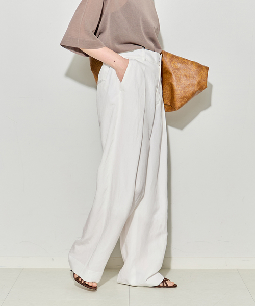 journal standard L'essage（ジャーナルスタンダードレサージュ）の「VISリネンタックワイドパンツ（その他パンツ・レディース・カーキ/ブラック・36/38）」の17枚目の写真