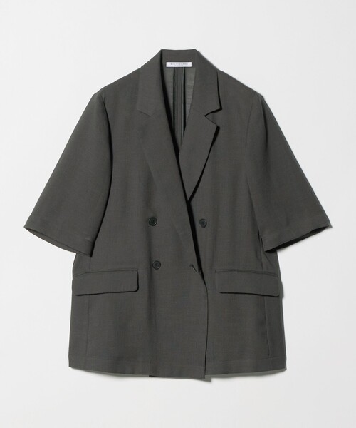 BEAUTY&YOUTH UNITED ARROWS(ビューティーアンドユースユナイテッドアローズ)の「ポリエステル メッシュ ハーフスリーブ ジャケット ウォッシャブル(テーラードジャケット・レディース・ダークグレー/モカ/ナチュラル・M/S)」の1枚目の写真