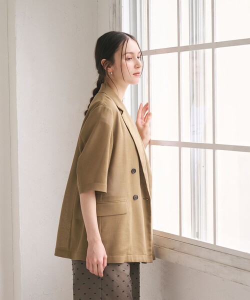 BEAUTY&YOUTH UNITED ARROWS(ビューティーアンドユースユナイテッドアローズ)の「ポリエステル メッシュ ハーフスリーブ ジャケット ウォッシャブル(テーラードジャケット・レディース・ダークグレー/モカ/ナチュラル・M/S)」の5枚目の写真