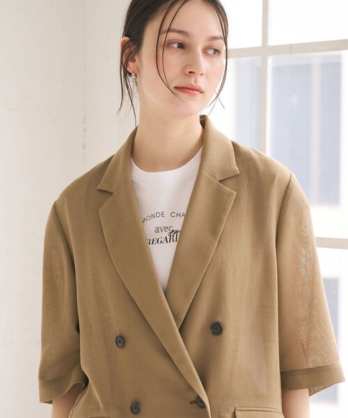 BEAUTY&YOUTH UNITED ARROWS(ビューティーアンドユースユナイテッドアローズ)の「ポリエステル メッシュ ハーフスリーブ ジャケット ウォッシャブル(テーラードジャケット・レディース・ダークグレー/モカ/ナチュラル・M/S)」の7枚目の写真