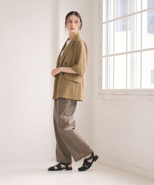 BEAUTY&YOUTH UNITED ARROWS(ビューティーアンドユースユナイテッドアローズ)の「ポリエステル メッシュ ハーフスリーブ ジャケット ウォッシャブル(テーラードジャケット・レディース・ダークグレー/モカ/ナチュラル・M/S)」の8枚目の写真