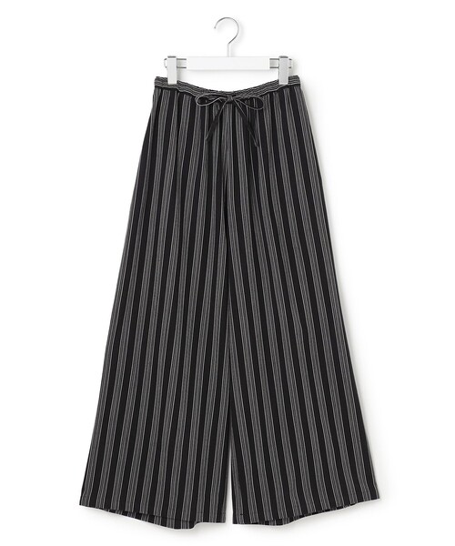 J.PRESS YORK STREET(ジェイプレスヨークストリート)の「【WOMEN】リネンストライプ イージーワイド パンツ(その他パンツ・レディース・アイボリー系1/ブラック系1・F)」の2枚目の写真