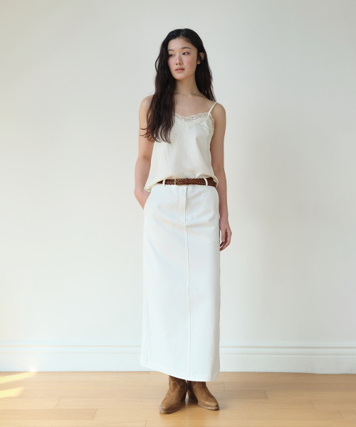 HOMEBODY THINGS(ホームバディ ティングズ)の「Cotton Slit Long Skirt (IVORY)(スカート・レディース・その他・1/2)」の2枚目の写真