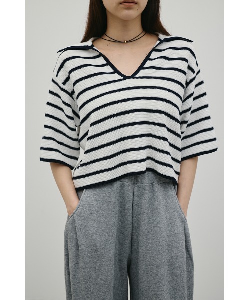 STYLEMIXER(スタイルミキサー)の「スキッパーニットポロ(ニット/セーター・レディース・アイボリー/ホワイト系その他/ブルー系その他・FREE)」の1枚目の写真
