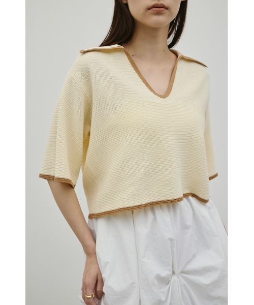 STYLEMIXER(スタイルミキサー)の「スキッパーニットポロ(ニット/セーター・レディース・アイボリー/ホワイト系その他/ブルー系その他・FREE)」の2枚目の写真