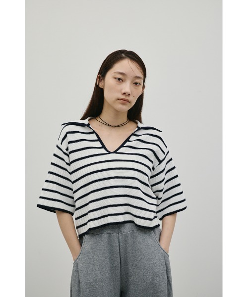 STYLEMIXER(スタイルミキサー)の「スキッパーニットポロ(ニット/セーター・レディース・アイボリー/ホワイト系その他/ブルー系その他・FREE)」の12枚目の写真