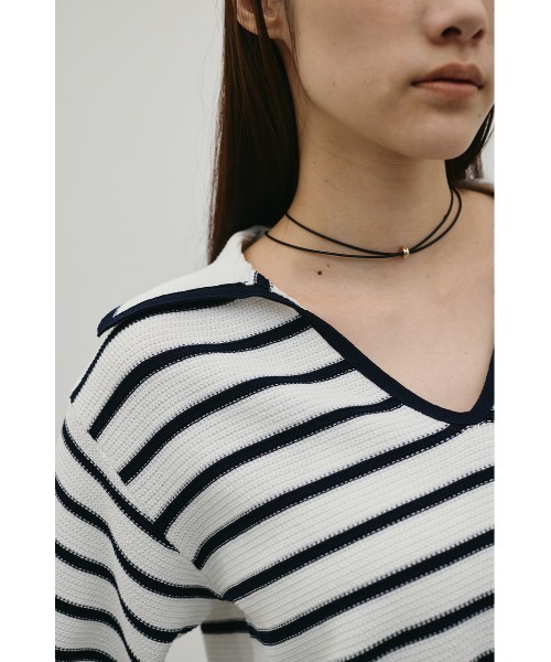 STYLEMIXER(スタイルミキサー)の「スキッパーニットポロ(ニット/セーター・レディース・アイボリー/ホワイト系その他/ブルー系その他・FREE)」の17枚目の写真