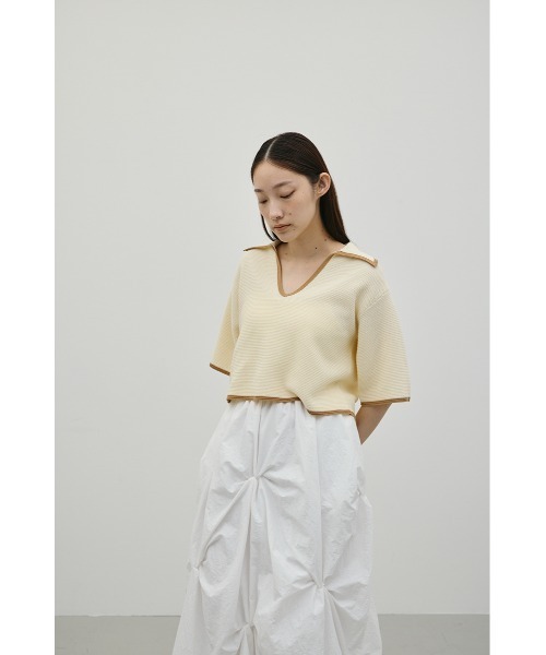 STYLEMIXER(スタイルミキサー)の「スキッパーニットポロ(ニット/セーター・レディース・アイボリー/ホワイト系その他/ブルー系その他・FREE)」の4枚目の写真