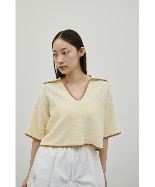STYLEMIXER(スタイルミキサー)の「スキッパーニットポロ(ニット/セーター・レディース・アイボリー/ホワイト系その他/ブルー系その他・FREE)」の6枚目の写真
