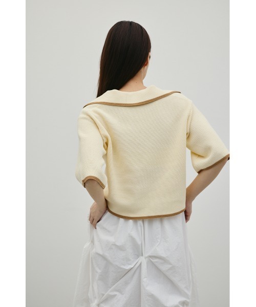STYLEMIXER(スタイルミキサー)の「スキッパーニットポロ(ニット/セーター・レディース・アイボリー/ホワイト系その他/ブルー系その他・FREE)」の7枚目の写真