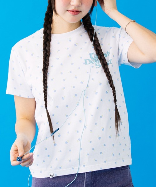 Cavish(カビシ)の「CAVISH/フラワーロゴTシャツ(Tシャツ/カットソー・レディース・グレー/ホワイト・FREE)」の1枚目の写真
