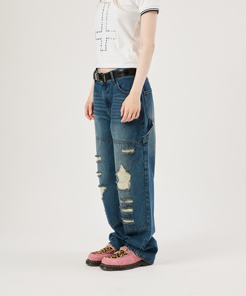 FTW(エフティダブリュー)の「DOUBLE KNEE DAMAGE PANTS(デニムパンツ・レディース・ブラック/インディゴブルー・SMALL/MEDIUM/LARGE)」の7枚目の写真