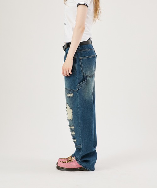 FTW(エフティダブリュー)の「DOUBLE KNEE DAMAGE PANTS(デニムパンツ・レディース・ブラック/インディゴブルー・SMALL/MEDIUM/LARGE)」の8枚目の写真