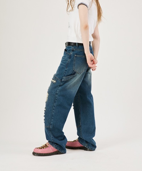 FTW(エフティダブリュー)の「DOUBLE KNEE DAMAGE PANTS(デニムパンツ・レディース・ブラック/インディゴブルー・SMALL/MEDIUM/LARGE)」の3枚目の写真