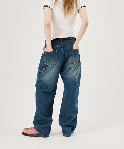 FTW(エフティダブリュー)の「DOUBLE KNEE DAMAGE PANTS(デニムパンツ・レディース・ブラック/インディゴブルー・SMALL/MEDIUM/LARGE)」の4枚目の写真